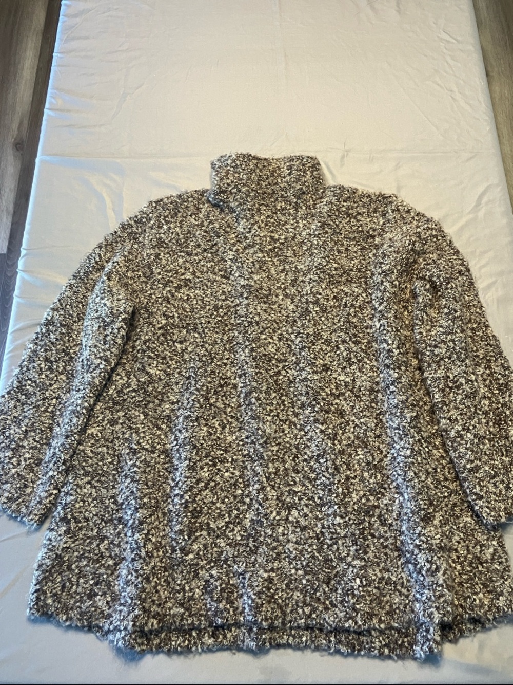 Matty M Taupe Speckled Teddy Coat with Turtleneck